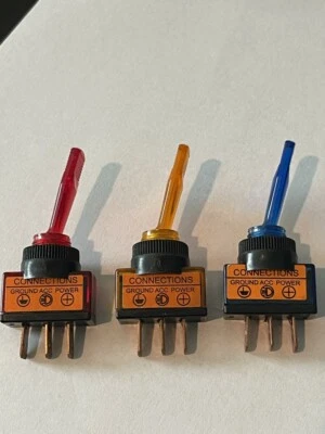 ||NEW DS313, DS314, DS315 Toggle Switch Set Red, Blue, Amber|| - Image 1 of 2