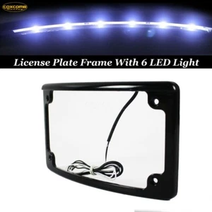 Curved License Plate Bracket Frame w/LED Light For Harley Touring Softail Dyna - Picture 1 of 10