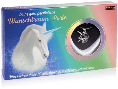 BRUBAKER Einhorn Wunschperle Perle mit Kette Halskette und Kettenanhänger Silber - Bild 1 von 4