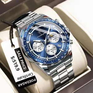 Orologio Uomo Sportivo Impermeabile Cronografo Data Acciaio Inox - Foto 1 di 10
