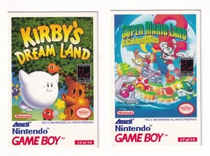 2x Vintage 93 Amurol Nintendo GameBoy Kirby's Dream Lane Mario 2 Mini Cards - Picture 1 of 2