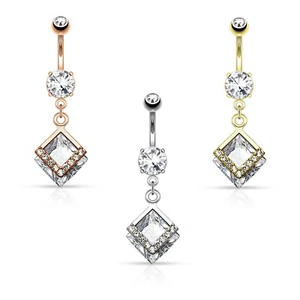 Piercing Ombligo Oro Plata Oro Rosa Piercing Ombligo Set Cristal 10Mm N15334 - Imagen 1 de 5