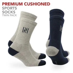 Norfolk 2 Pair Pack Cotton Sports Socks with Zoned Cushioning - Picture 1 of 4