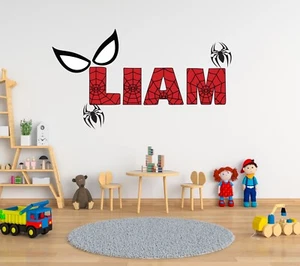 Custom Name Spider Wall Sticker Personalized Spider Wall Decal Kids Room Decor - Picture 1 of 8