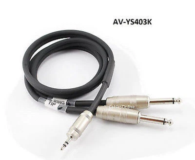 Enchufe estéreo macho Kirlin 3,5 mm TRS de 3 pies a cable doble macho TS de 1/4" sin ruido Foto 1 de 4