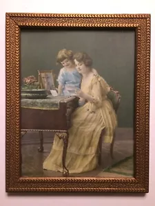 Carta de lectura de madre hija impresa vintage de esposo militar desplegado A5 - Imagen 1 de 12