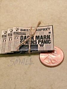 2" tall SMALL 3 Daily Prophet newspaper miniature Dark Mark Sparks Panic magic - Picture 1 of 4