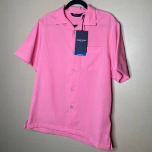 NWT $59 Kenneth Cole Short Sleeve Textured Woven Button Down Shirt Size Small - Picture 1 of 8