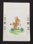 EASTER Bunny Rabbit on Scooter with Eggs 5.25x7.5" Greeting Card Art #E2224