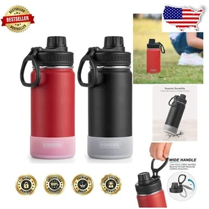 16 oz BPA-Free Stainless Steel Vacuum Insulated Water Bottle - 2 Pack Red-Black - Picture 1 of 10