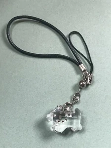 Pequeño perro cachorro de cristal de corte transparente Estate con collar de diamantes de imitación con cadena plateada - Imagen 1 de 7