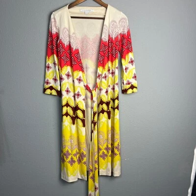 Diane von Furstenberg DVF Julian Silk Jersey Two Wrap Ethnic Cardigan Size 4 - Image 1 of 4