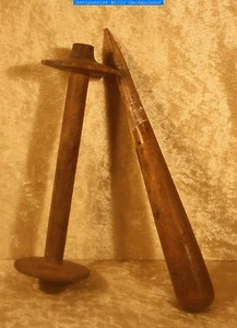 Weber- Spinner-Hohlspulrolle u. Abstandhalter aus Holz um 1900-Handarbeit - Picture 1 of 4