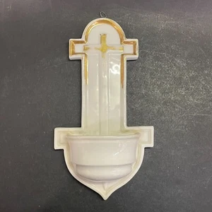 Bénitier en forme de la croix du Christ, en céramique émaillée - Imagen 1 de 6