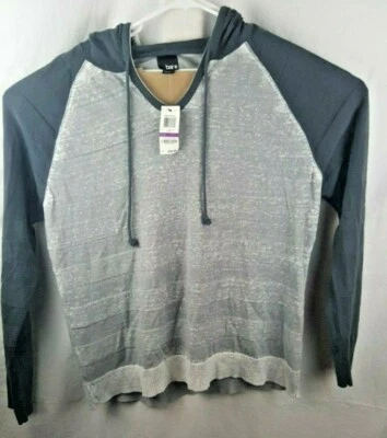 Suéter con Capucha Ligero a Rayas Texturizadas BAR III Gris Avión LS XXL $59 NUEVO Foto 1 de 4