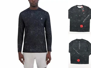 Spyder Men's Long Sleeve Rash Guard Black Marble M L UPF 50 Breathable Quick Dry - Picture 1 of 21