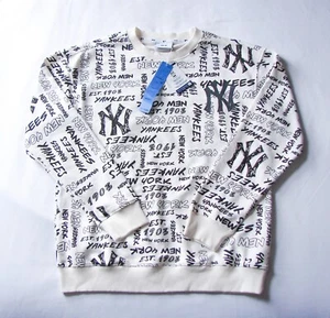MLB NY Yankees White Graphic Print New York Spellout Sweater Korea Exclusive M - Bild 1 von 7