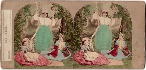 Scène de Genre."The Swing""La Balançoire".Photo Stereo.Albumen Stereoview.1860. - Picture 1 of 1