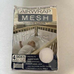 Little Linen Company Baby Cot Airwrap Mesh 4 Sides White New - Picture 1 of 4