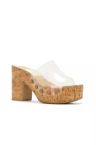 Dolce Vita Emol High Heel Platform Sandals Women's 9.5 Clear Open Toe Slip On - Picture 1 of 19