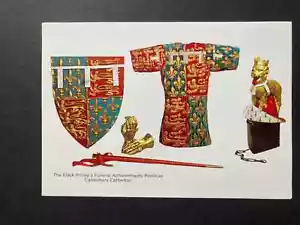 VINTAGE MILITARY POSTCARD-BLACK PRINCE'S FUNERAL REPLICAS-CANTERBURY CATHEDRAL - Picture 1 of 2