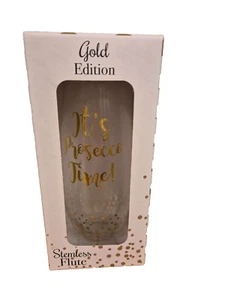 New Stemless Flute Prosecco Glass "It's Prosecco Time" Celebration Gift - Picture 1 of 5