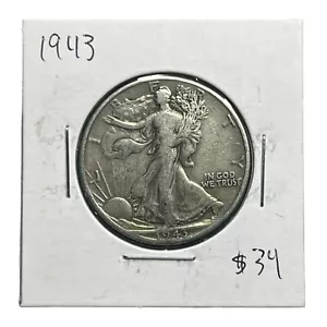 1943 United States Walking Liberty Half Dollar 50¢ No Mint Mark Silver Coin - Picture 1 of 2