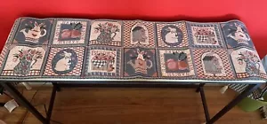 Table Runner with Spring Scenes 72” Quilt Style Pastel Blues & Pinks - Picture 1 of 8