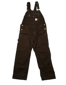 Mono Carhartt Para Hombre 34x28 Marrón Babero Doble Rodilla Ropa de Trabajo R01-M - Imagen 1 de 10