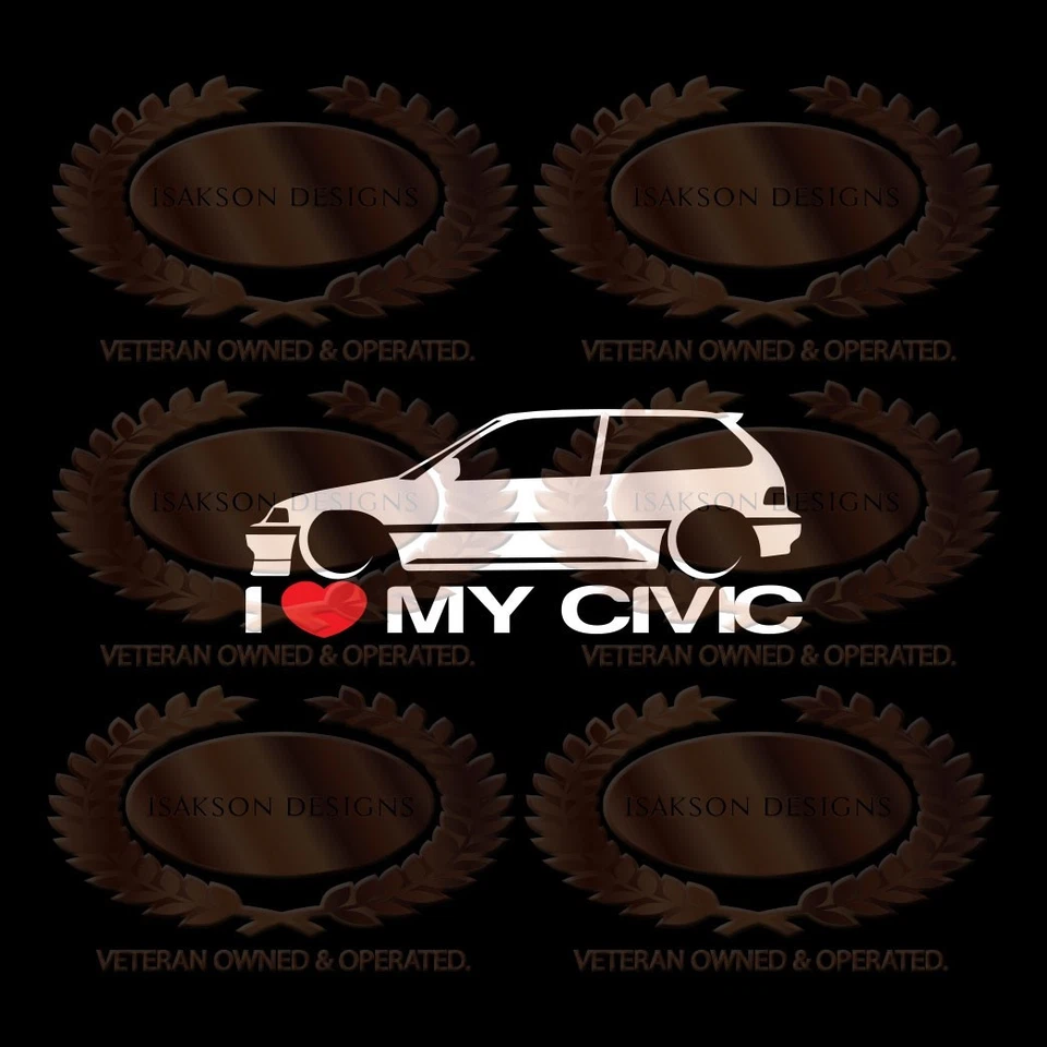 Calcomanía bajada I Love My Civic para Honda EF Hatch Foto 1 de 1