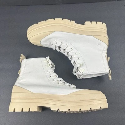 Bota utilitaria Everlane The Canvas 8,5 blanca tostada botín de combate con cordones para mujer Foto 1 de 4