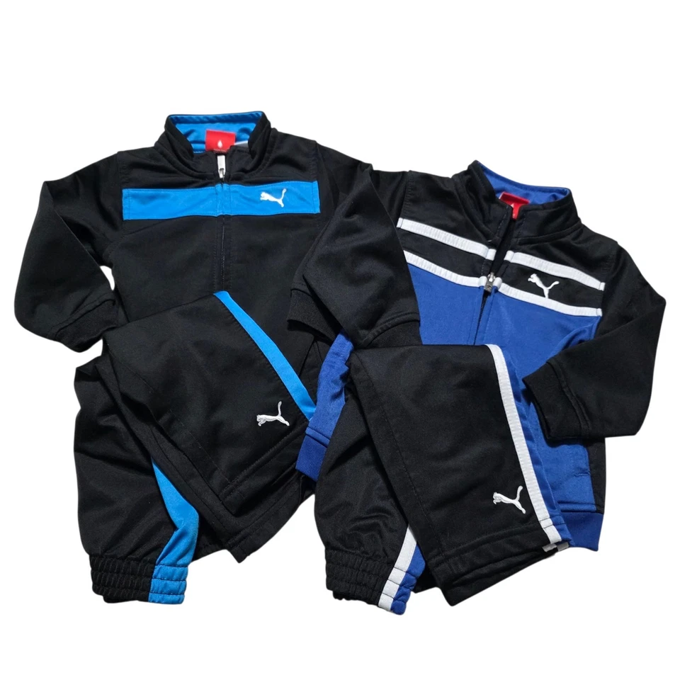 Puma Bebé Niños Chándal Lote 2 Conjuntos Azul Negro Cremallera Chaqueta Pantalones 6-9M Atlético Foto 1 de 4