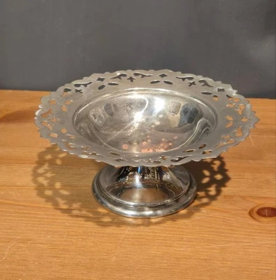 Vintage C&L Plateado EP en Cobre Pedestal Inglés Cuenco, 6.5" Foto 1 de 4
