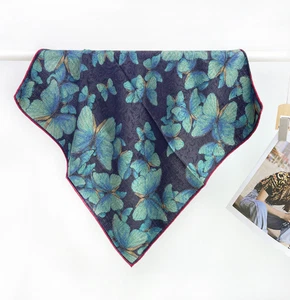 70% Cashmere 30% Silk Scarf butterfly Print Shawl Bandana 65X65cm Neckerchief  - Picture 1 of 6