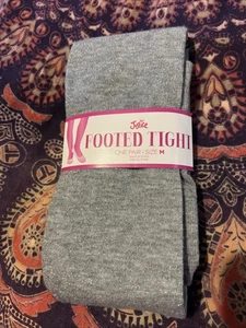 NWT Justice Gray Glitter Footed Tights - Size M - Picture 1 of 3