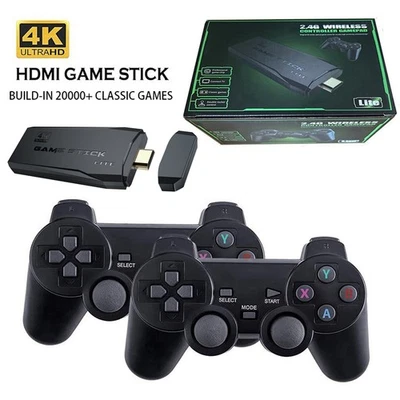 4K HDMI Retro Game Stick Console Plug Play 20000+ Games 2 Wireless Controllers - image 1 of 4