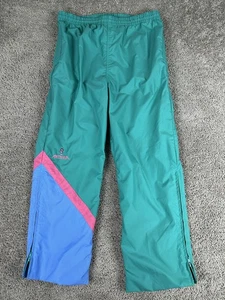 Vintage Antigua Pants Mens Medium Green Blue Nylon Snow Ski Colorblock 90s Retro - Picture 1 of 15