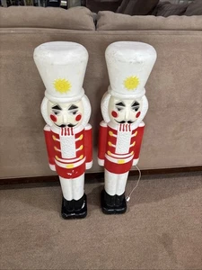 Vtg Union Products Nutcracker Toy Soldiers Christmas Blow Molds 30" 1 Light - Picture 1 of 4