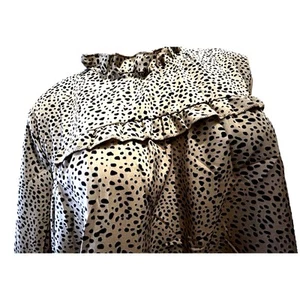 NWT Zeagoo Mocha Brown And Black Ruffle Long Sleeve Career Blouse Size 2X 22 24 - Picture 1 of 11