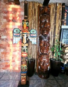 Totempfahl Holz Indianer Deko Höhe 2,00 Meter KENAI,AK von Little Big Horn - Bild 1 von 10