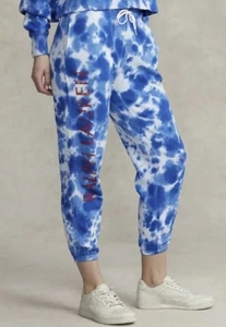 Polo Ralph Lauren nuova con etichette logo tie-dye French Terry Joggers blu (XS) - Foto 1 di 9