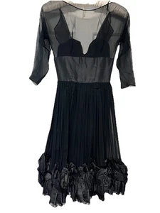 The Jenny Shoppe Vintage Cocktail Dress Size XS  Sheer Bodice Full Skirt  - Picture 1 of 10