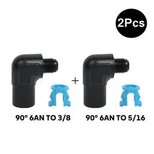 6AN macho a 3/8" y 5/16" desconexión rápida hembra 90° EFI montaje de riel de combustible 2 piezas - Imagen 1 de 15