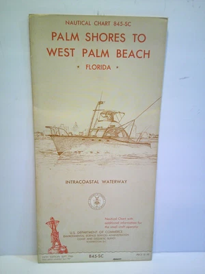 Carta náutica 1966 845-SC Palm Shores a West Palm Beach Florida Intercoastal Foto 1 de 4