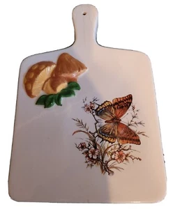 Vintage Mushroom &Butterfly Ceramic Trivet Wall Hanging  - Picture 1 of 10
