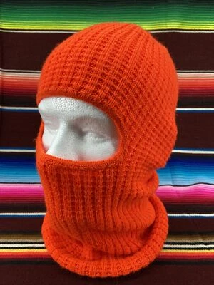 Vtg Knit Face Mask Adult Hat Winter Beanie Ski Cap Balacalva Hunting Orange - Image 1 of 4