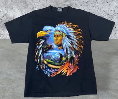 Camisa Rock Eagle de puntada única para hombre grande doble cara tribal nativa americana Foto 1 de 4