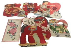 Lotto 8 cartoline San Valentino speciali vintage bottone, floccate, grandi, piccole - Foto 1 di 8