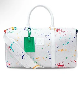 Auténtica bolsa de gimnasio Jordan de lona equipaje viaje vacaciones pintura blanca edición limitada - Imagen 1 de 4