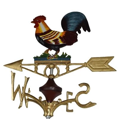 Gallo pollo gallina banderuola vana cresta montaggio oro casa tetto ghisa - Immagine 1 di 3